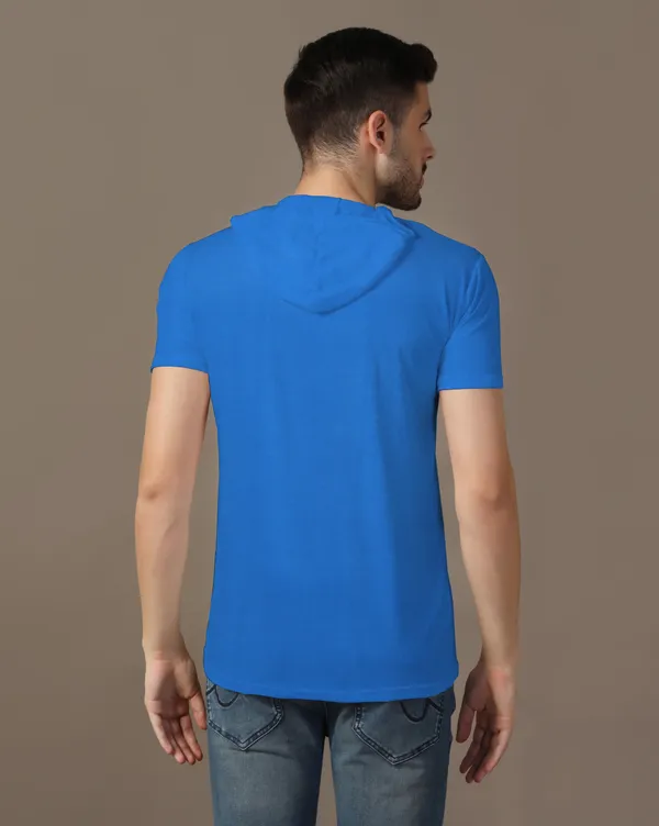 Blue_Cotton_Blend_Hooded_Neck_Half_Sleeve_T_Shirt_For_Men