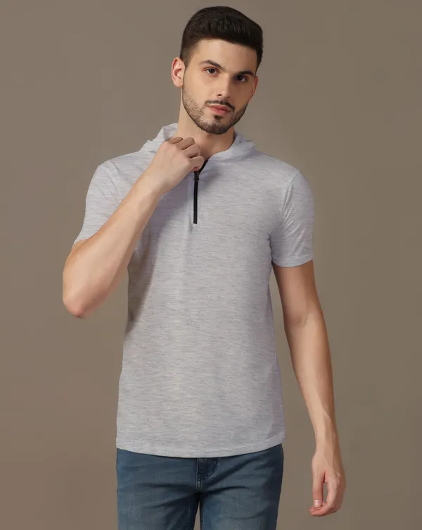 Silver_Cotton_Blend_Hooded_Neck_Half_Sleeve_T_Shirt_For_Men