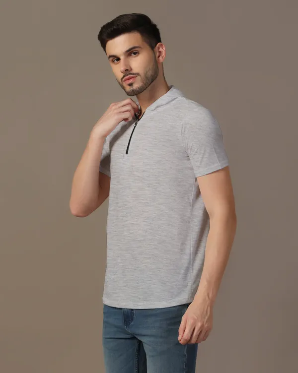 Silver_Cotton_Blend_Hooded_Neck_Half_Sleeve_T_Shirt_For_Men