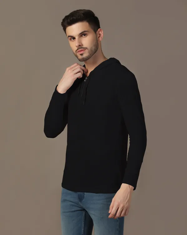 Black_Cotton_Blend_Hooded_Neck_Full_Sleeve_T_Shirt_For_Men