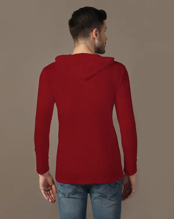 Maroon_Cotton_Blend_Hooded_Neck_Full_Sleeve_T_Shirt_For_Men