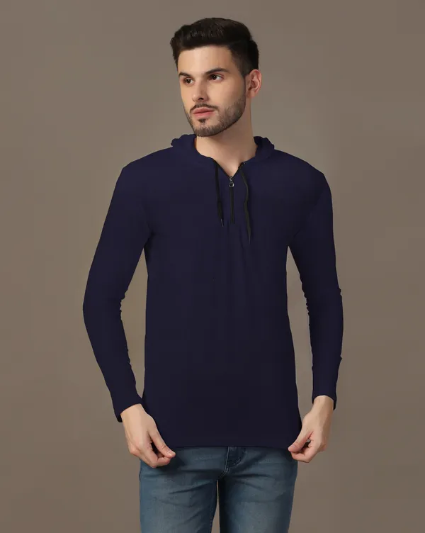 Dark_Blue_Cotton_Blend_Hooded_Neck_Full_Sleeve_T_Shirt_For_Men