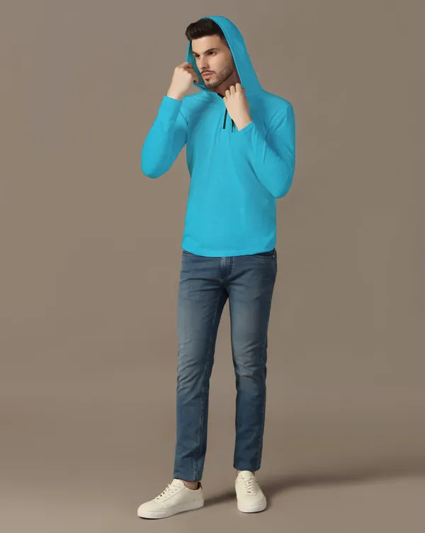 Turquoise_Cotton_Blend_Hooded_Neck_Full_Sleeve_T_Shirt_For_Men
