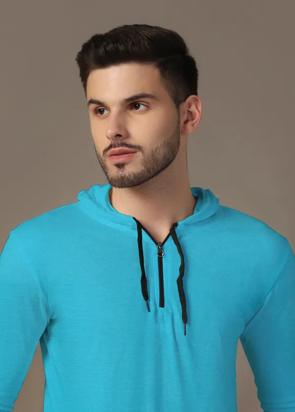 Turquoise_Cotton_Blend_Hooded_Neck_Full_Sleeve_T_Shirt_For_Men