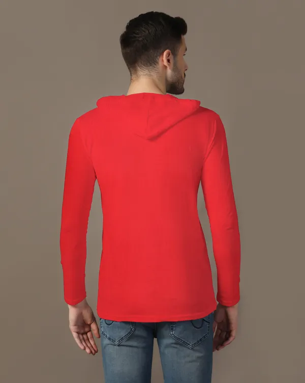 Red_Cotton_Blend_Hooded_Neck_Full_Sleeve_T_Shirt_For_Men