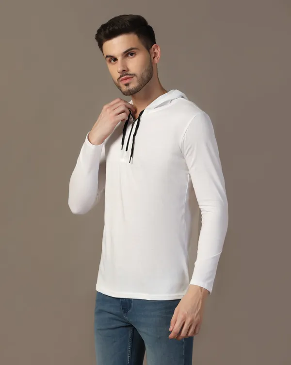 White_Cotton_Blend_Hooded_Neck_Full_Sleeve_T_Shirt_For_Men