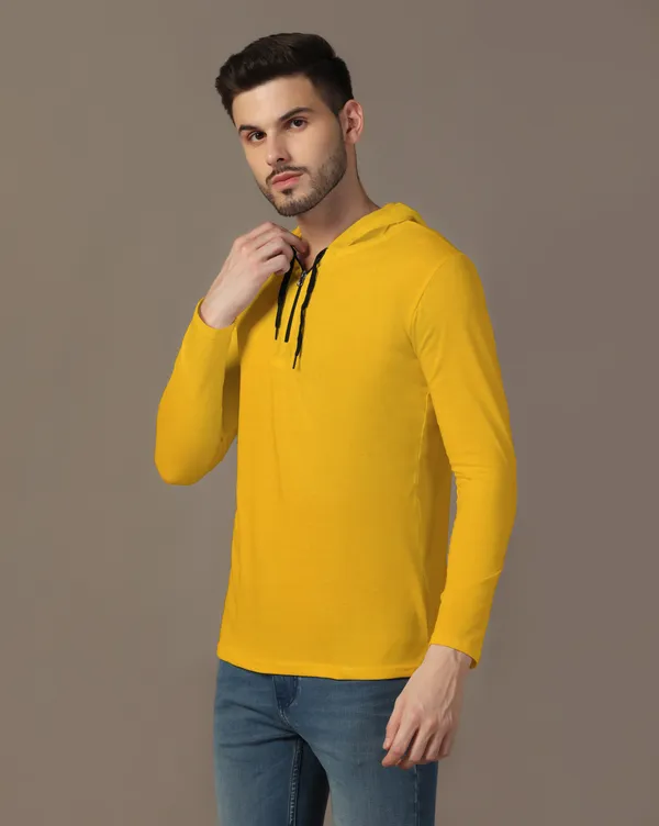 Yellow_Cotton_Blend_Hooded_Neck_Full_Sleeve_T_Shirt_For_Men