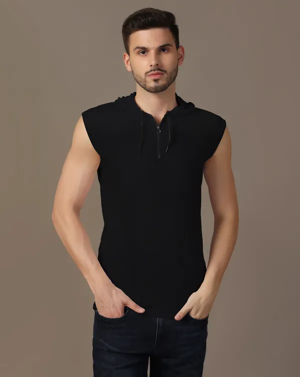 Black_Cotton_Blend_Hooded_Neck_Sleeveless_T_Shirt_For_Men