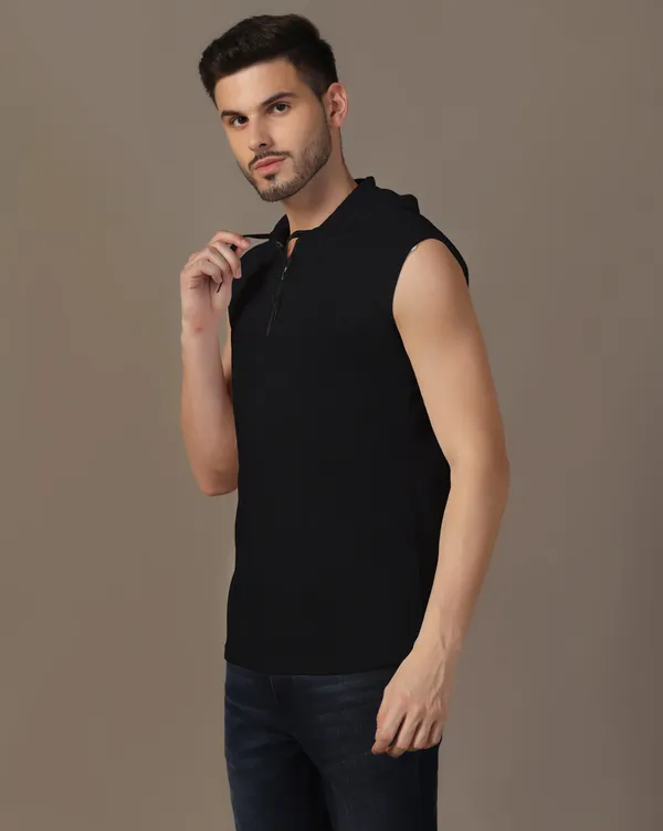 Black_Cotton_Blend_Hooded_Neck_Sleeveless_T_Shirt_For_Men