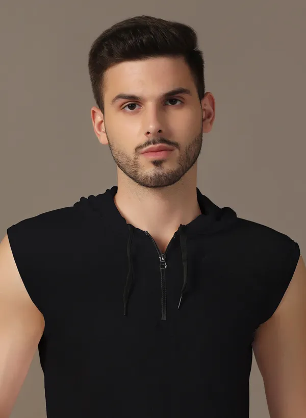 Black_Cotton_Blend_Hooded_Neck_Sleeveless_T_Shirt_For_Men