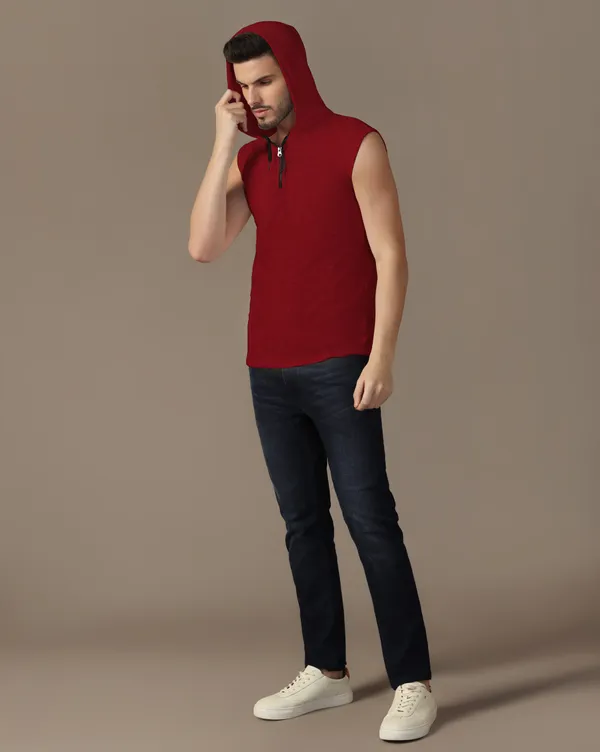Maroon_Cotton_Blend_Hooded_Neck_Sleeveless_T_Shirt_For_Men