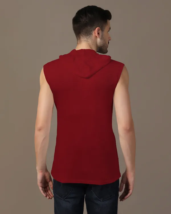 Maroon_Cotton_Blend_Hooded_Neck_Sleeveless_T_Shirt_For_Men