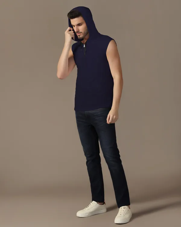 Dark_Blue_Cotton_Blend_Hooded_Neck_Sleeveless_T_Shirt_For_Men