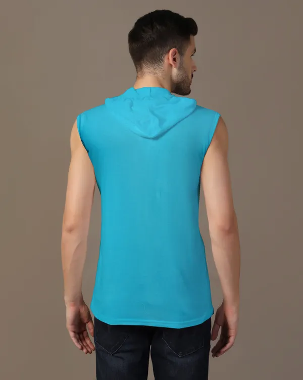 Turquoise_Cotton_Blend_Hooded_Neck_Sleeveless_T_Shirt_For_Men
