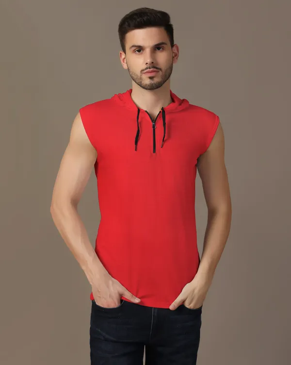 Red_Cotton_Blend_Hooded_Neck_Sleeveless_T_Shirt_For_Men