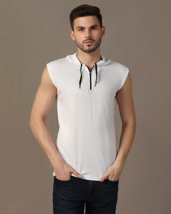 White_Cotton_Blend_Hooded_Neck_Sleeveless_T_Shirt_For_Men