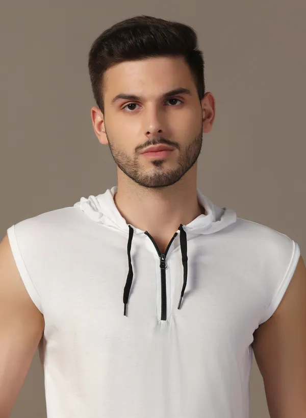 White_Cotton_Blend_Hooded_Neck_Sleeveless_T_Shirt_For_Men