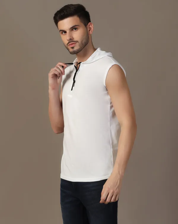 White_Cotton_Blend_Hooded_Neck_Sleeveless_T_Shirt_For_Men