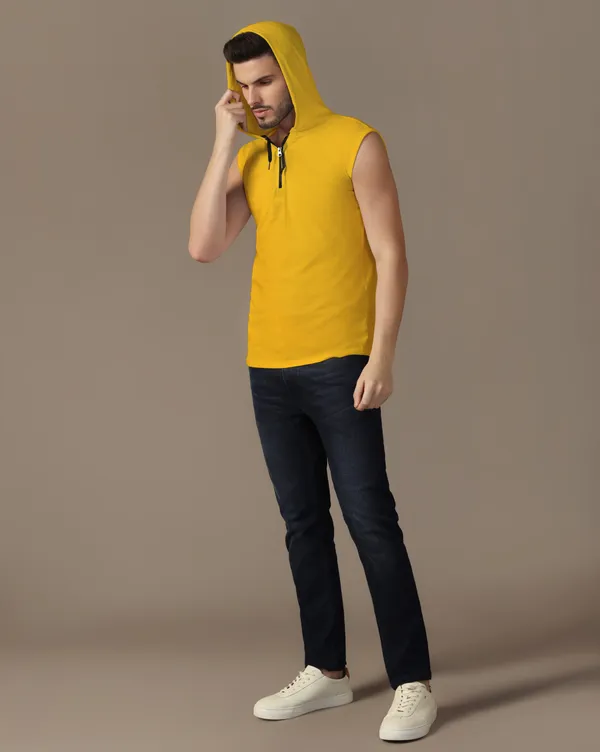 Yellow_Cotton_Blend_Hooded_Neck_Sleeveless_T_Shirt_For_Men