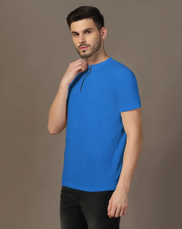 Blue_Cotton_Blend_Henley_Neck_Half_Sleeve_T_Shirt_For_Men