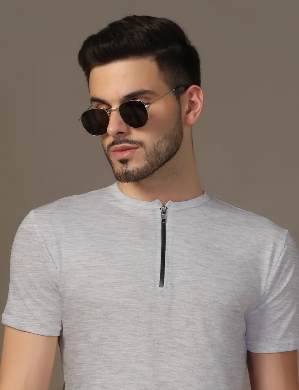 Silver_Cotton_Blend_Henley_Neck_Half_Sleeve_T_Shirt_For_Men