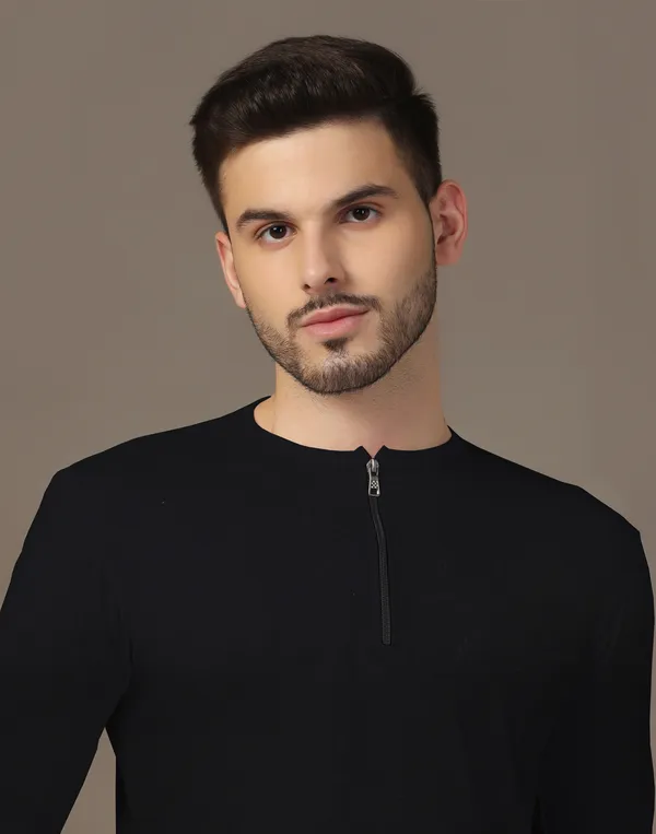 Black_Cotton_Blend_Henley_Neck_Full_Sleeve_T-Shirt_For_Men