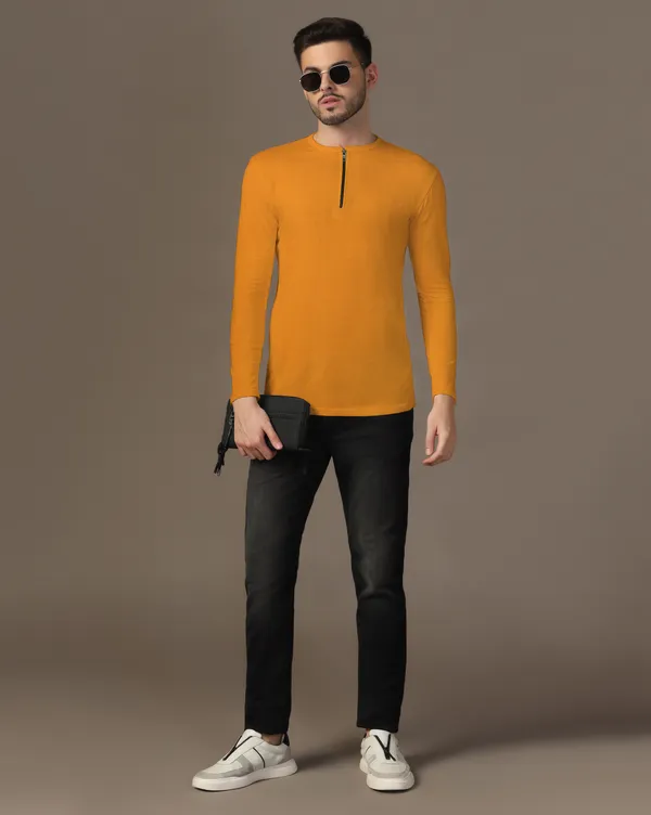Mustard_Cotton_Blend_Henley_Neck_Full_Sleeve_T_Shirt_For_Men