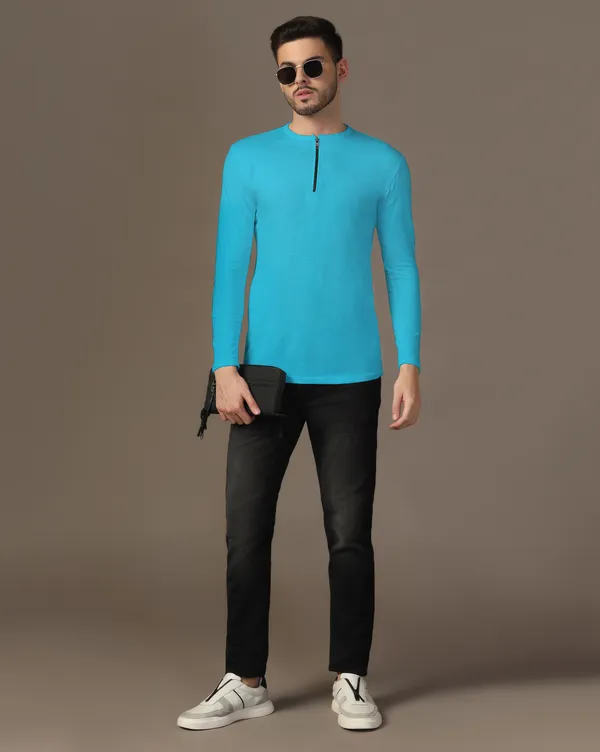 Turquoise_Cotton_Blend_Henley_Neck_Full_Sleeve_T_Shirt_For_Men
