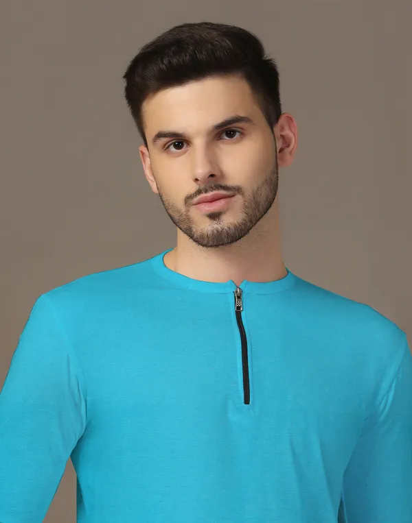 Turquoise_Cotton_Blend_Henley_Neck_Full_Sleeve_T_Shirt_For_Men
