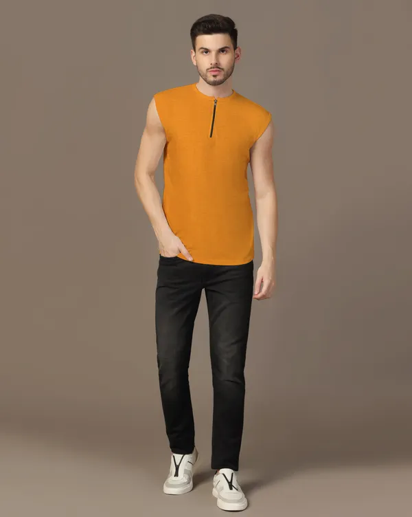 Mustard_Cotton_Blend_Henley_Neck_Sleeveless_T_Shirt_For_Men