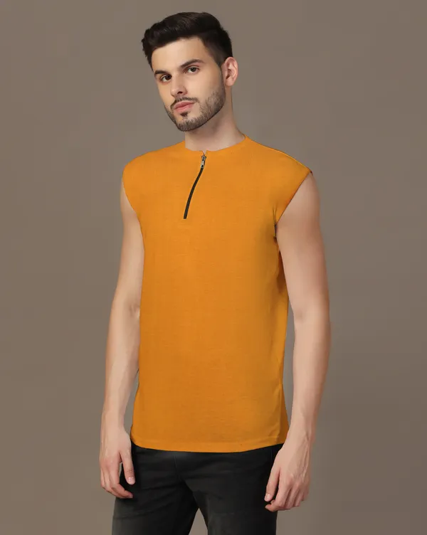 Mustard_Cotton_Blend_Henley_Neck_Sleeveless_T_Shirt_For_Men