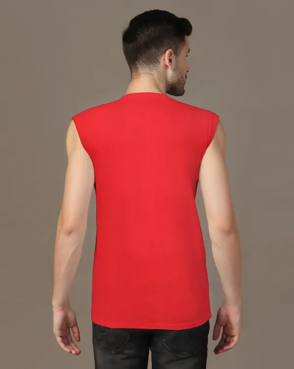 Red_Cotton_Blend_Henley_Neck_Sleeveless_T_Shirt_For_Men
