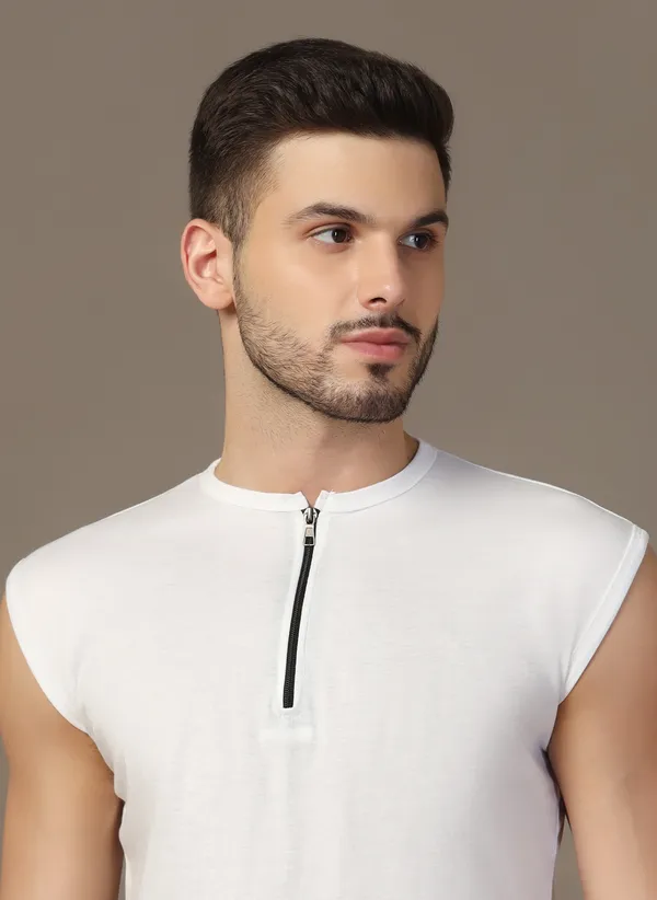 White_Cotton_Blend_Henley_Neck_Sleeveless_T_Shirt_For_Men