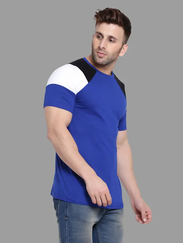 Blue_Cotton_Blend_Round_Neck_Half_Sleeve_T_Shirt_For_Men