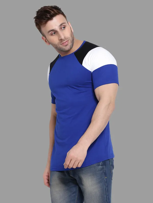 Blue_Cotton_Blend_Round_Neck_Half_Sleeve_T_Shirt_For_Men