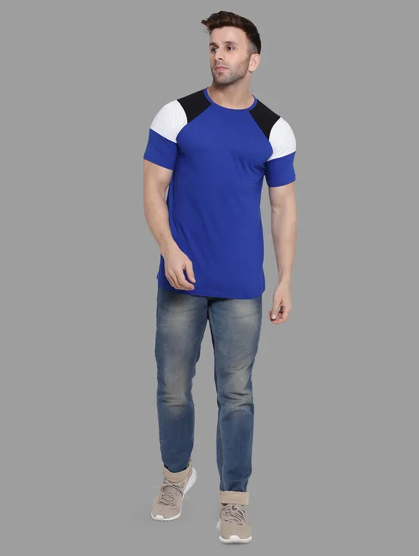 Blue_Cotton_Blend_Round_Neck_Half_Sleeve_T_Shirt_For_Men