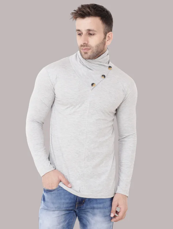 Silver_Cotton_Blend_High_Neck_Full_Sleeve_T_Shirt_For_Men