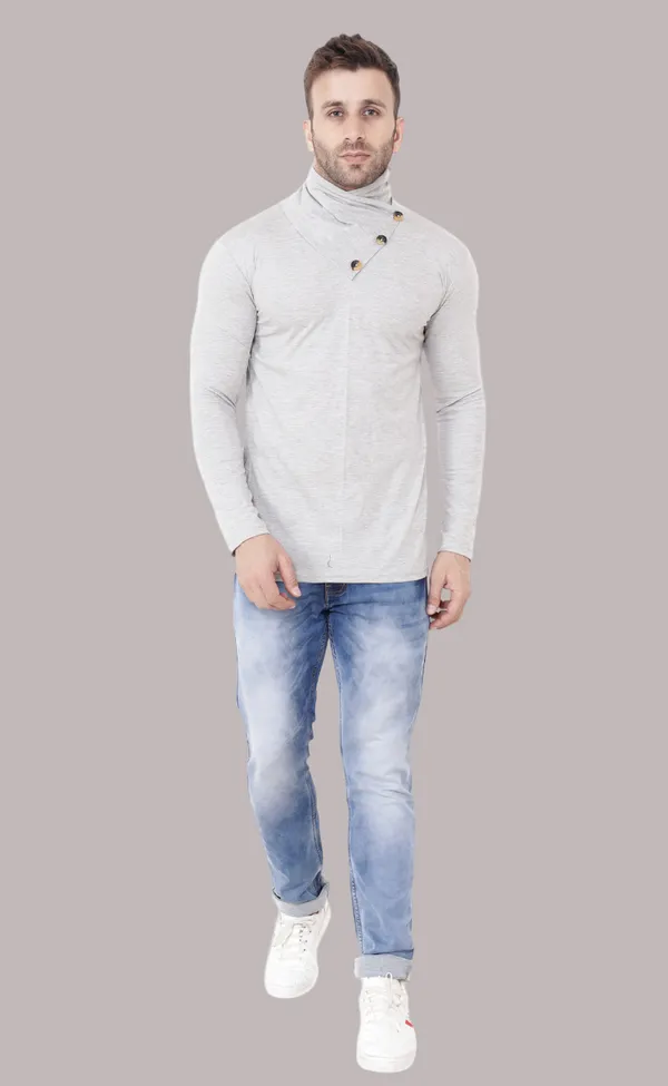 Silver_Cotton_Blend_High_Neck_Full_Sleeve_T_Shirt_For_Men