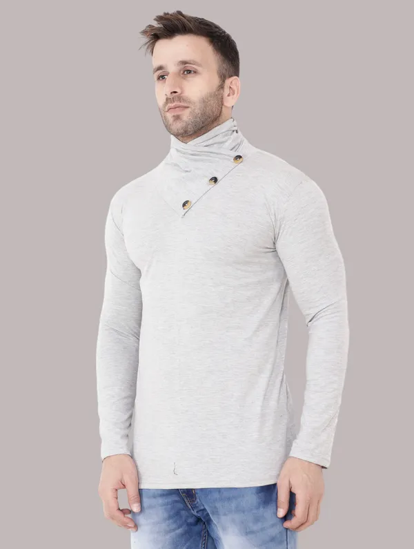Silver_Cotton_Blend_High_Neck_Full_Sleeve_T_Shirt_For_Men