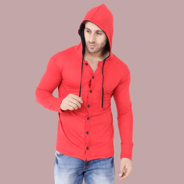 Red_Cotton_Blend_Hooded_Neck_Full_Sleeve_T_Shirt_For_Men
