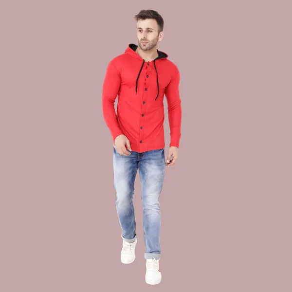 Red_Cotton_Blend_Hooded_Neck_Full_Sleeve_T_Shirt_For_Men