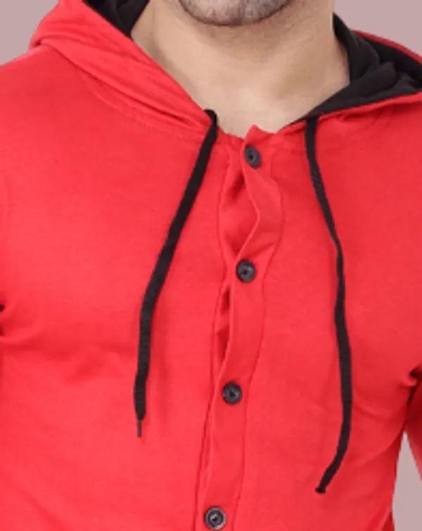 Red_Cotton_Blend_Hooded_Neck_Full_Sleeve_T_Shirt_For_Men