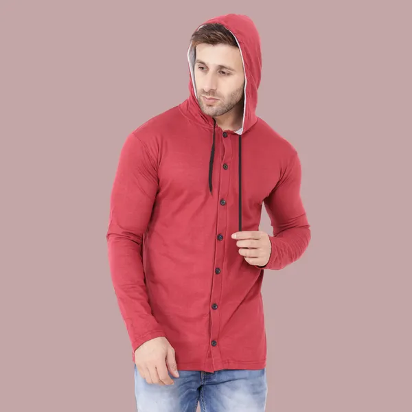 Maroon_Cotton_Blend_Hooded_Neck_Full_Sleeve_T_Shirt_For_Men