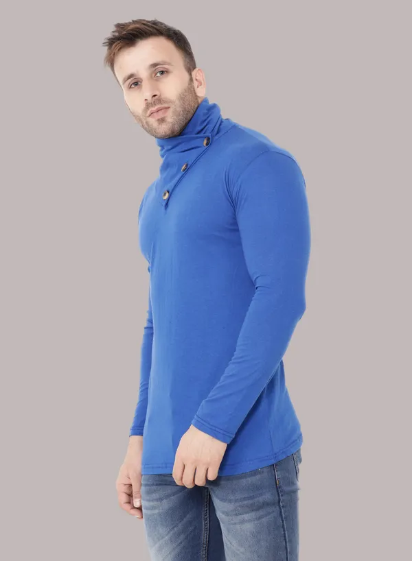 Blue_Cotton_Blend_High_Neck_Full_Sleeve_T_Shirt_For_Men