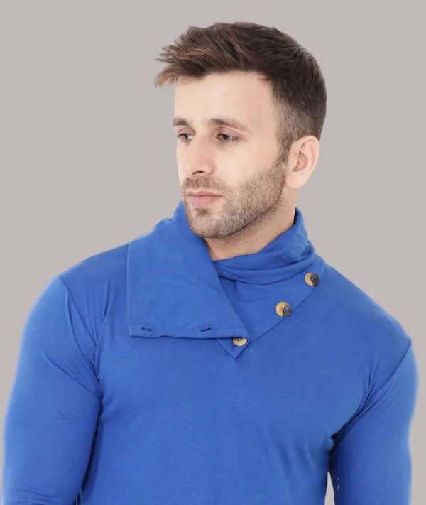 Blue_Cotton_Blend_High_Neck_Full_Sleeve_T_Shirt_For_Men