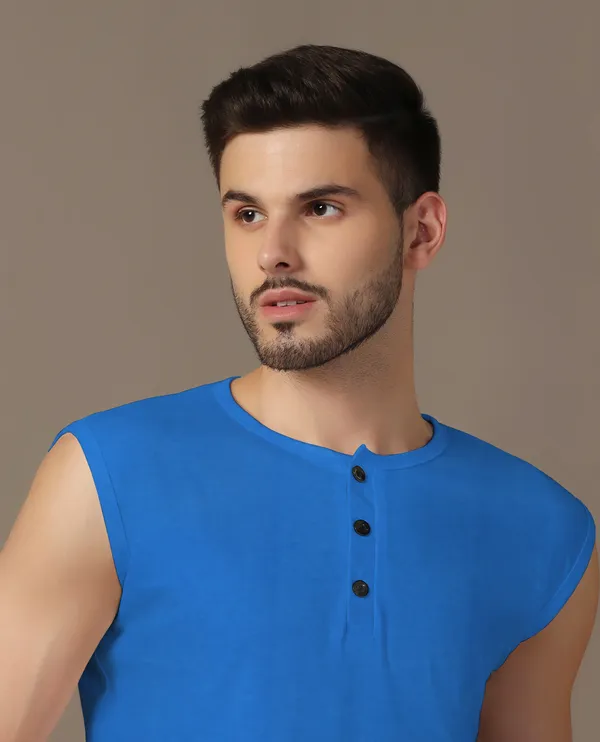 Blue_Cotton_Blend_Henley_Neck_Sleeveless_T_Shirt_For_Men