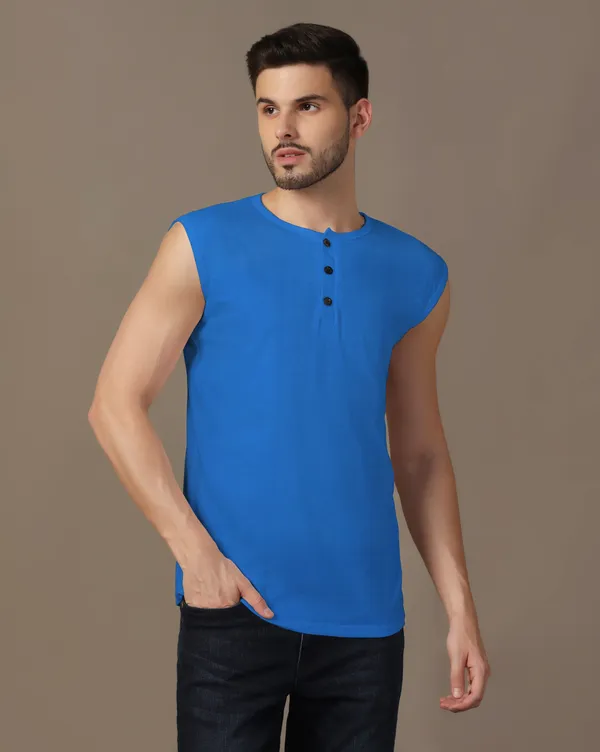 Blue_Cotton_Blend_Henley_Neck_Sleeveless_T_Shirt_For_Men