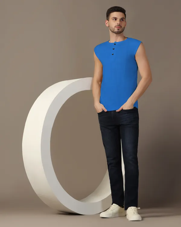 Blue_Cotton_Blend_Henley_Neck_Sleeveless_T_Shirt_For_Men