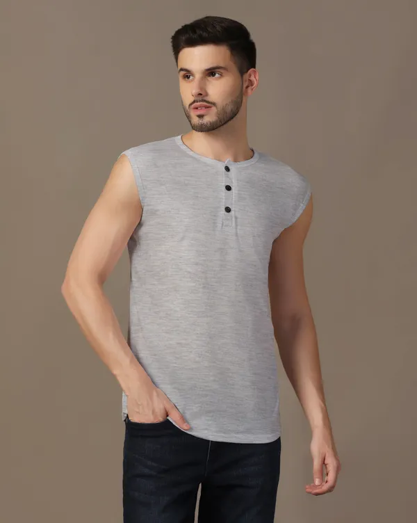 Silver_Cotton_Blend_Henley_Neck_Sleeveless_T_Shirt_For_Men