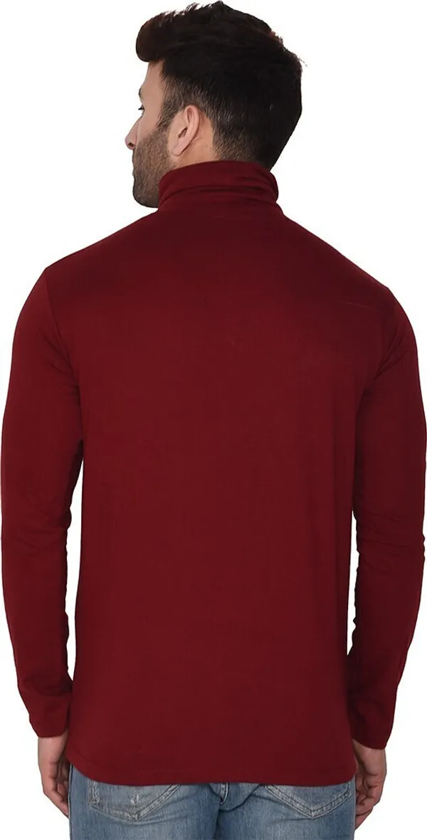 Maroon_Cotton_Blend_High_Neck_Full_Sleeve_T-Shirt_For_Men
